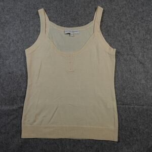 Carolina Herrera Top Womens Large Cashmere Minimalist Tank Shell Luxe Cream